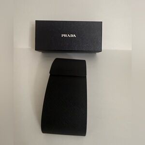 NEW Prada Saffiano Black Leather sunglasses CASE & BOX
